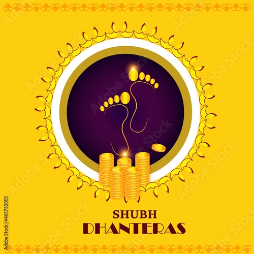 innovative abstract, banner or poster for Dhanteras with Goddess Maa Lakshmi  Laxmi Charan for Indian dhanteras and diwali festival celebration photo