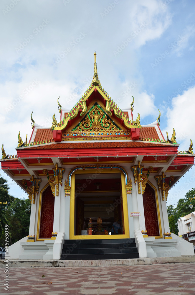 City Pillar Shrine of Kanchanaburi city for thai people and foreign travelers visit travel and respect praying deity angel to protect and bring good luck on November 2, 2014 in Kanchanaburi, Thailand