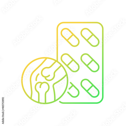 Joint support gradient linear vector icon. Medication for better joint flexibility. Healthy cartilage structure. Thin line color symbol. Modern style pictogram. Vector isolated outline drawing