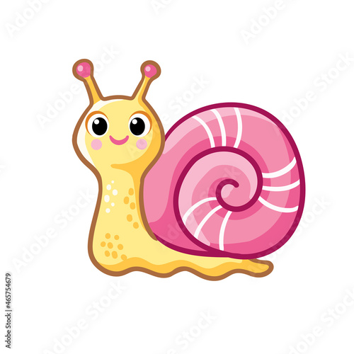 Cute snail on a white background. Vector illustration