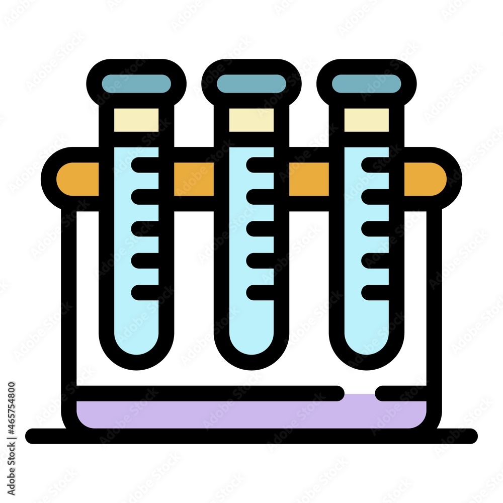 Three flasks in a container icon. Outline three flasks in a container vector icon color flat isolated Three flasks in a container icon. Outline three flasks in a container vector icon color flat isolated