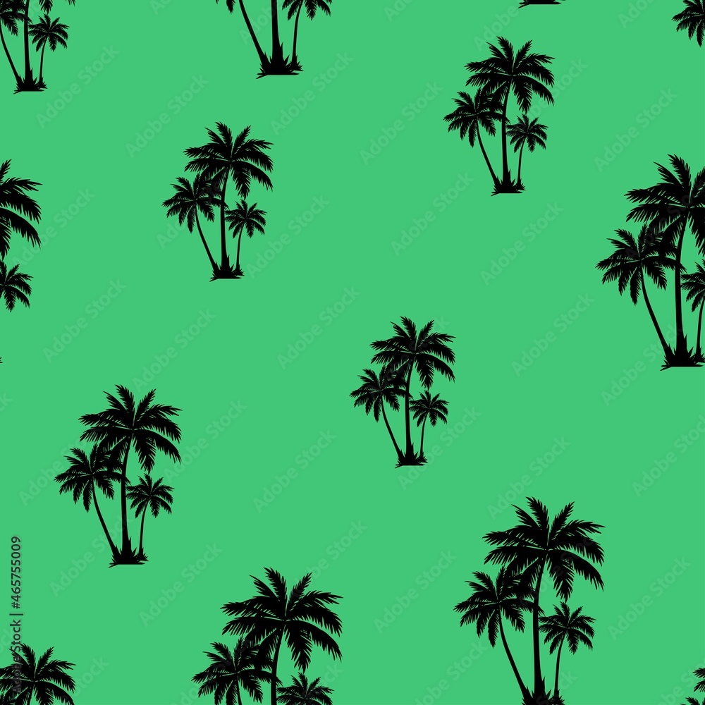 vector summer palm print. seamless beach palm print on green background. abstraction on clothes