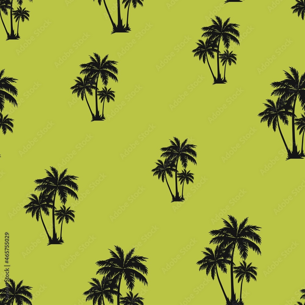 vector summer palm print. seamless beach palm print on green background. abstraction on clothes vector summer palm print. seamless beach palm print on green background. abstraction on clothes