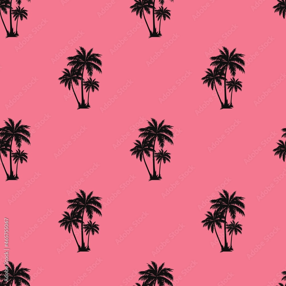 vector summer palm print. seamless beach palm print on pink background. abstraction on clothes