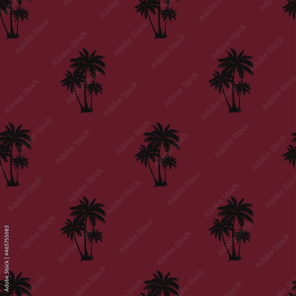 vector summer palm print. seamless beach palm print on red background. abstraction on clothes