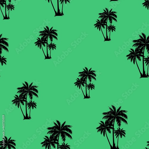 vector summer palm print. seamless beach palm print on green background. abstraction on clothes