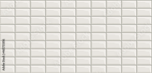 Subway tile seamless rectangular white background, vector illustration.