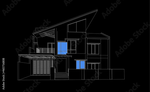 House building archiectural drawing photo