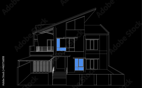 House building archiectural drawing photo