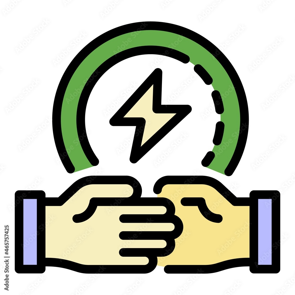 Eco energy handshake icon. Outline eco energy handshake vector icon color flat isolated Eco energy handshake icon. Outline eco energy handshake vector icon color flat isolated