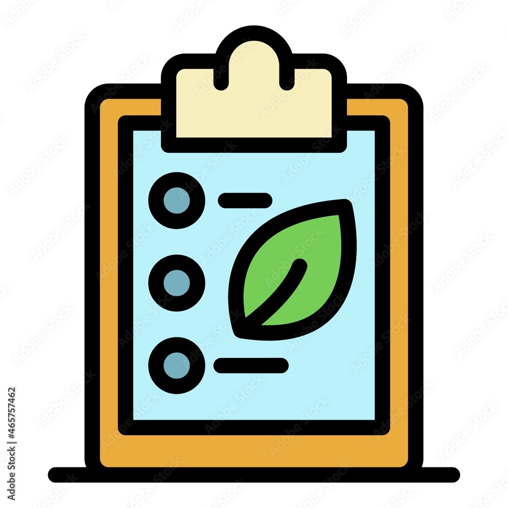 Eco clipboard icon. Outline eco clipboard vector icon color flat isolated Eco clipboard icon. Outline eco clipboard vector icon color flat isolated