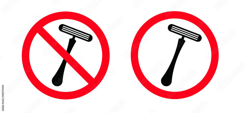 Razor holder with blade sign. Vector, forbidden to use shaving razor icon. No shave or shaver pictogram. World Suicide Prevention Day. November, blue ribbon, man, prostate cancer month. Razor holder with blade sign. Vector, forbidden to use shaving razor icon. No shave or shaver pictogram. World Suicide Prevention Day. November, blue ribbon, man, prostate cancer month.
