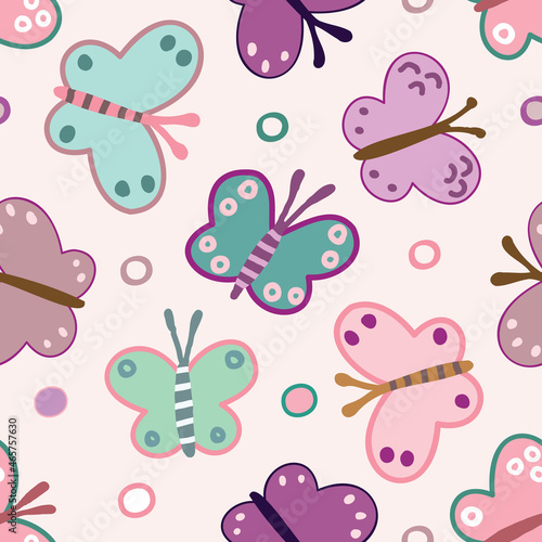 Seamless Pattern with Butterfly Design on Light Pink Background