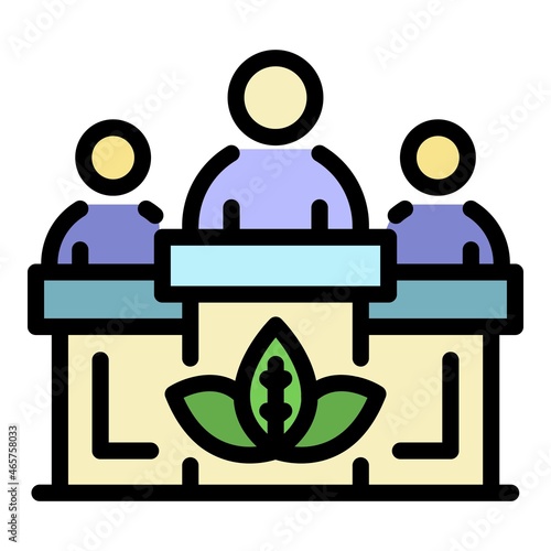 Eco resident lesson icon. Outline eco resident lesson vector icon color flat isolated