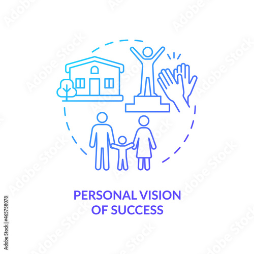 Personal vision of success blue gradient concept icon. Define own success abstract idea thin line illustration. Happiness mindset component. Vector isolated outline color drawing