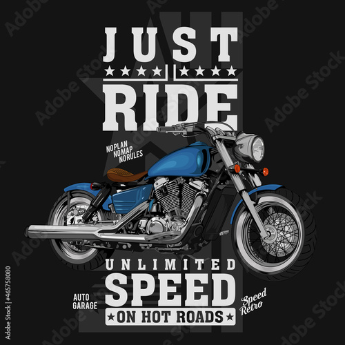 just ride, super motorbike illustration