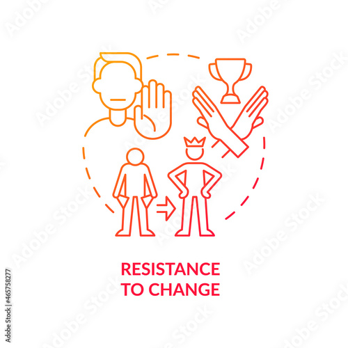 Resistance to change red gradient concept icon. Unwillingness to transform life abstract idea thin line illustration. Happiness mindset obstacle. Vector isolated outline color drawing