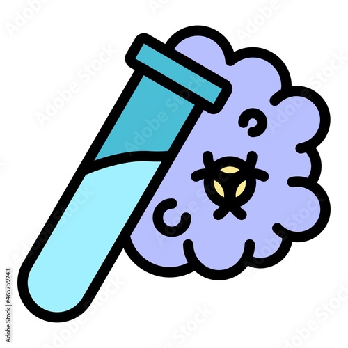 Biohazard test tube smoke icon. Outline biohazard test tube smoke vector icon color flat isolated