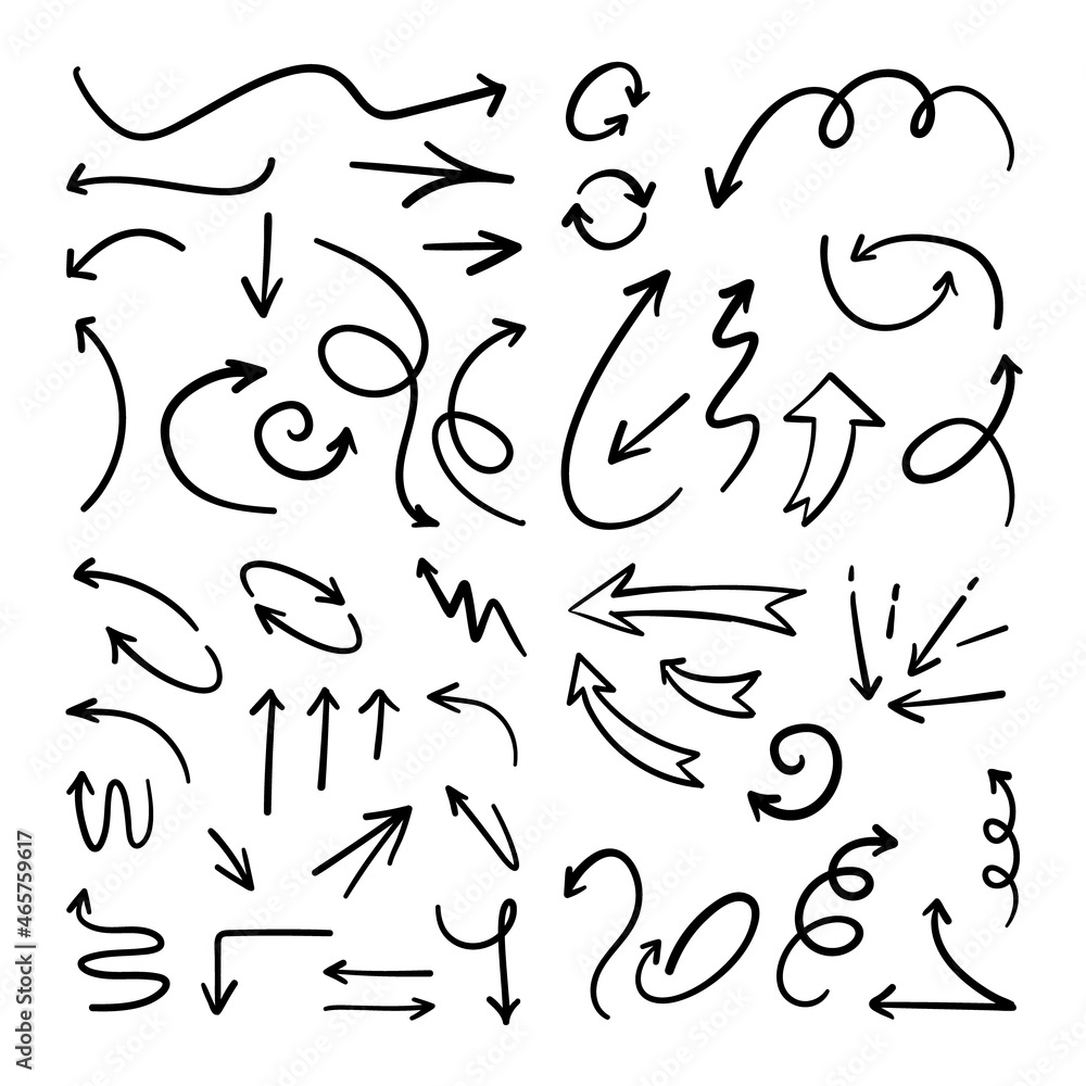 Naklejka premium Arrow doodle collection. Hand drawn arrows.