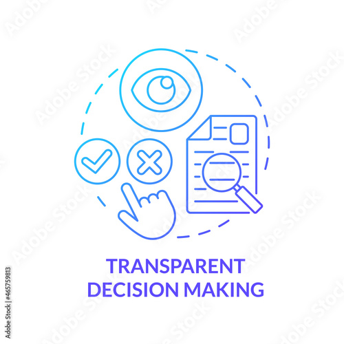 Transparent decision making blue concept icon. Political accountability abstract idea thin line illustration. Social trust. Increasing of media literacy. Vector isolated outline color drawing.
