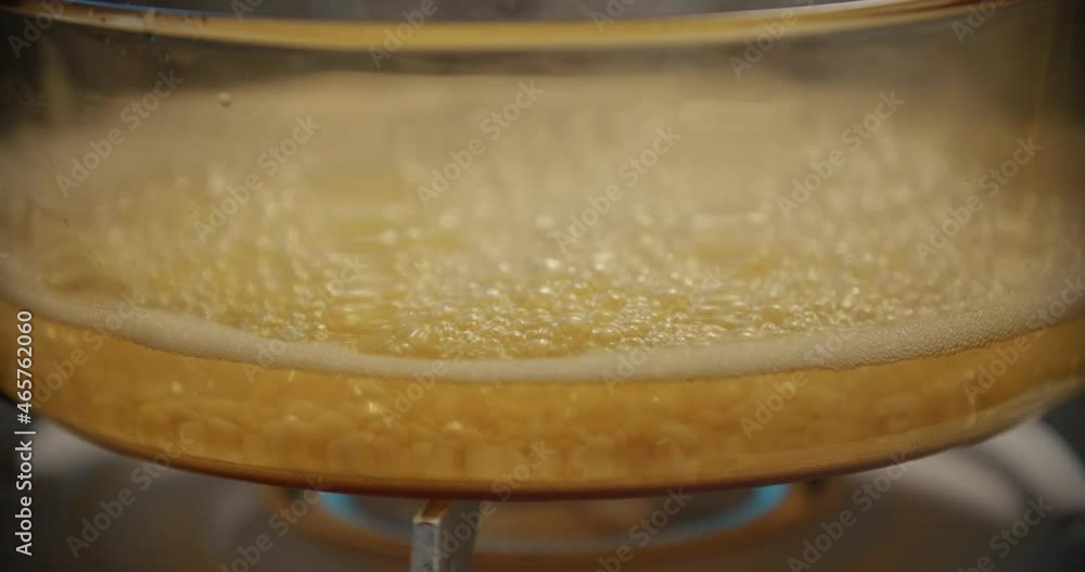 Close Up Boiling Green Beans in Glass Pot Close Up Boiling Green Beans in Glass Pot