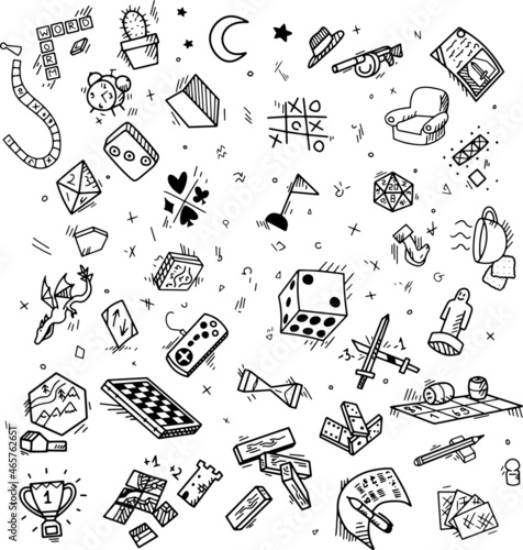 Vector. Doodle, Board games for adult and children
