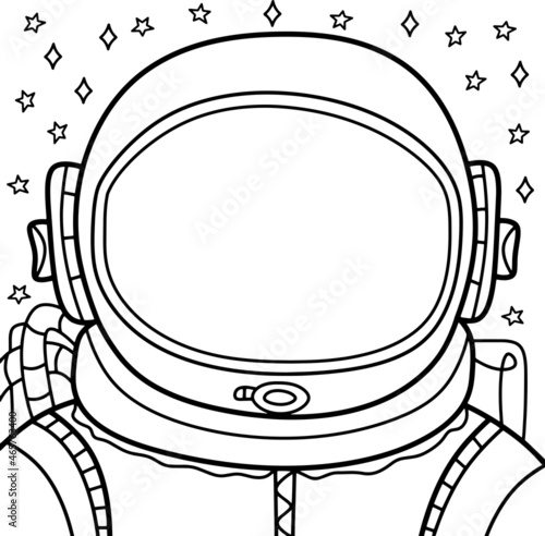 Coloring vector page for adults and children. Astronaut's helmet 
