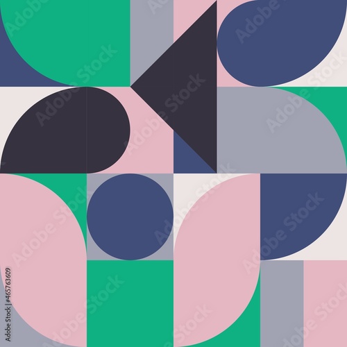 Retro abstract squares  triangles  circles  vector template.
