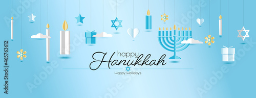Happy Hanukkah banner. Happy Holidays.