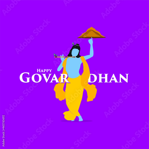 Creative Template Design of Happy Govardhan. An Indian Festival. Lord Krishna Illustration.