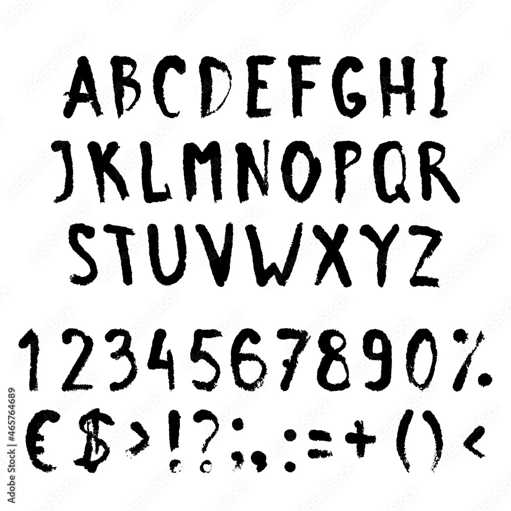 Grunge black hand drawn alphabet