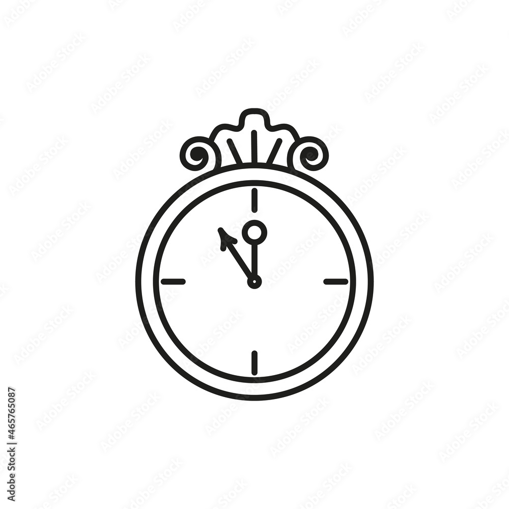 Five minutes before the New Year, clock icon on white background. Vector illustration Five minutes before the New Year, clock icon on white background. Vector illustration