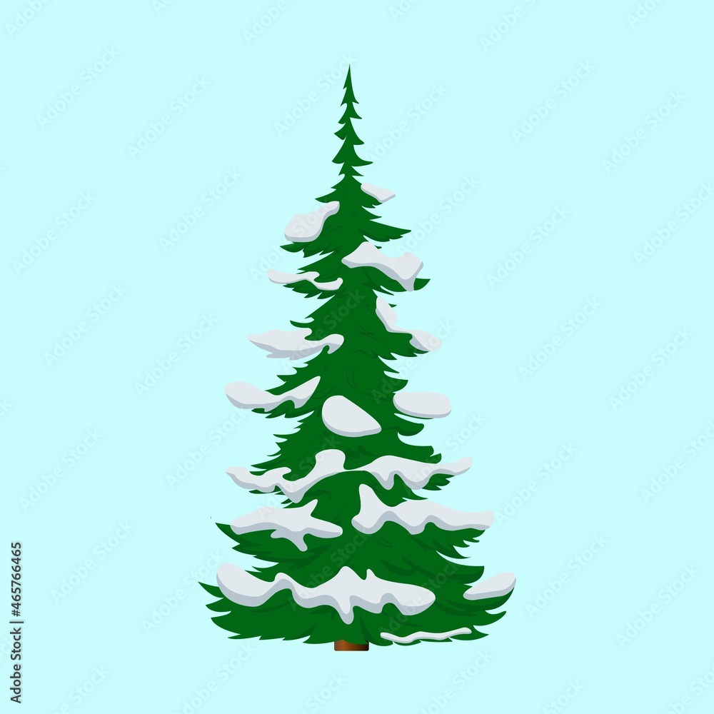Realistic vector illustration of a green Christmas tree in the snow, isolated on a white background. Realistic vector illustration of a green Christmas tree in the snow, isolated on a white background.