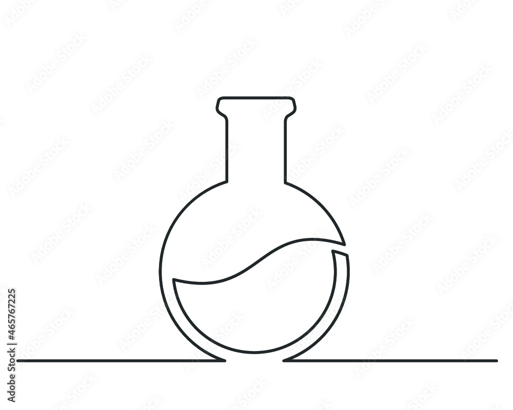 Continuous line drawing of chemical lab retort. Template for your design works. Vector illustration. Continuous line drawing of chemical lab retort. Template for your design works. Vector illustration.