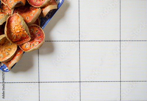 Bael Dried on the square template, Object on the corner style