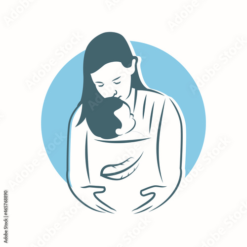 Baby carrier logo design. care baby logo ideas.