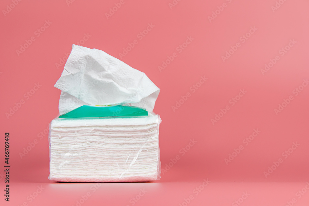 tissue paper on pink background. with copy space tissue paper on pink background. with copy space