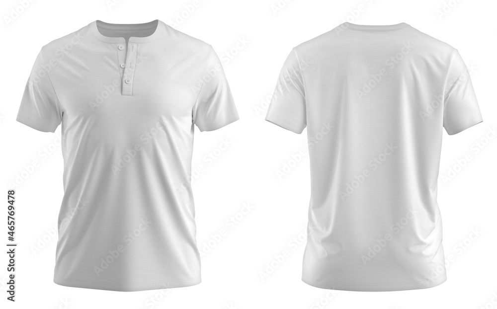 ( WHITE ) 3D render short sleeve Henley shirt 3 button ( WHITE ) 3D render short sleeve Henley shirt 3 button