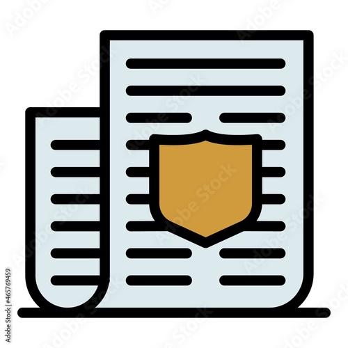 Policeman document paper icon. Outline policeman document paper vector icon color flat isolated