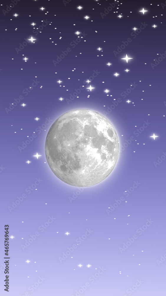 Phone screensaver. Starry sky with full moon