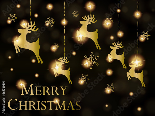 キラキラトナカイのクリスマス背景素材