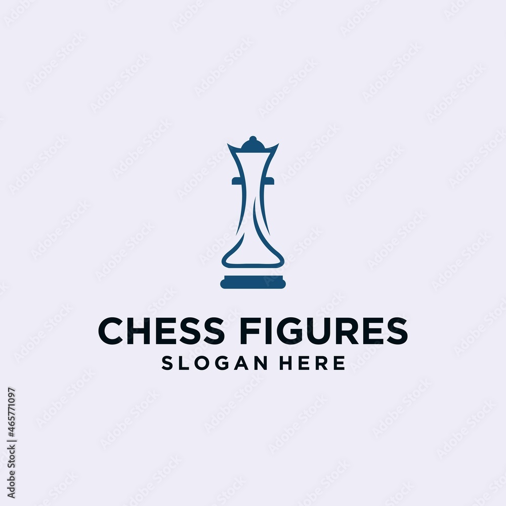Chess king design, chess piece icon. board game, isolated on blue and white background, modern chess logo Chess king design, chess piece icon. board game, isolated on blue and white background, modern chess logo