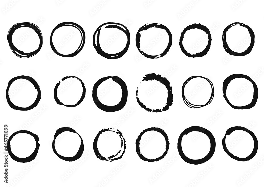 Hand drawn circle scribble frames set. Text box background. Vector isolated illustration. Hand drawn circle scribble frames set. Text box background. Vector isolated illustration.