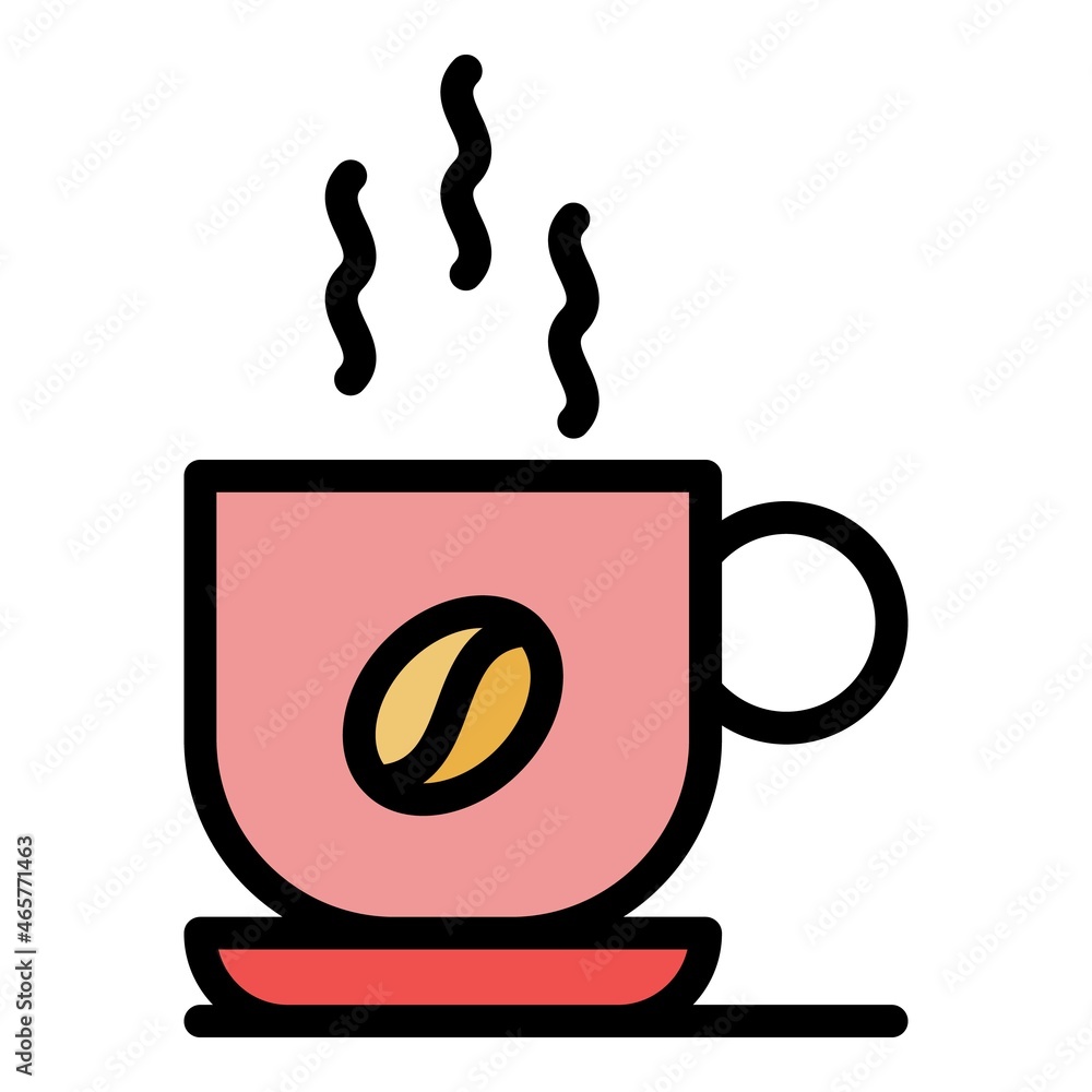 Hot natural coffee cup icon. Outline hot natural coffee cup vector icon color flat isolated Hot natural coffee cup icon. Outline hot natural coffee cup vector icon color flat isolated