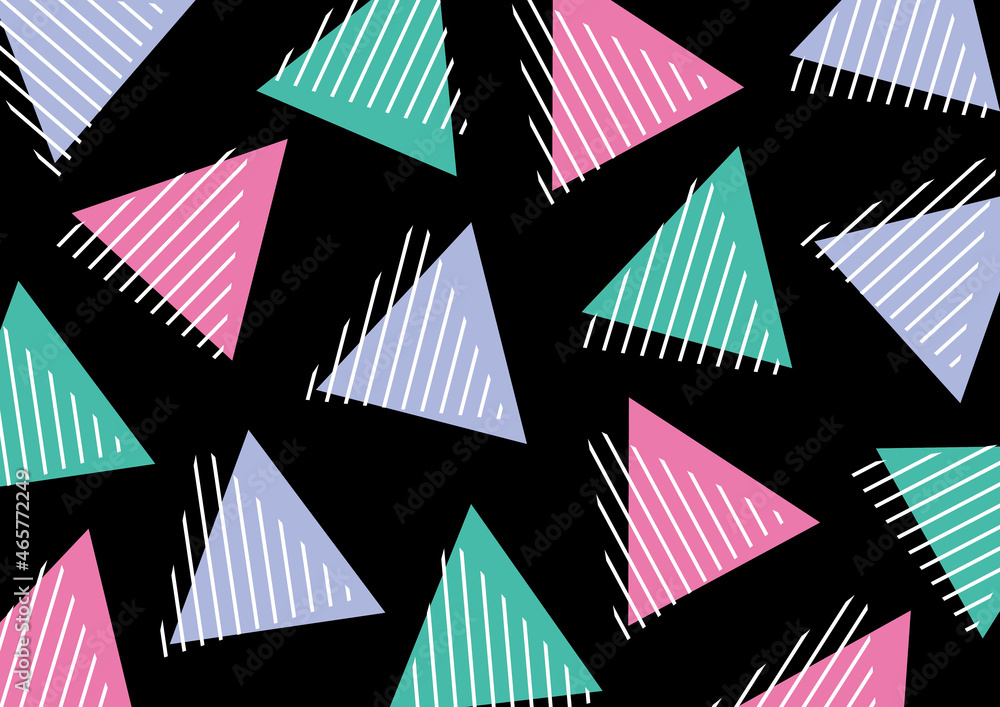 おしゃれポップな幾何学模様背景 三角形 ネオン カラー Geometric Pattern Triangle Background Fashionable Stock Vector Adobe Stock