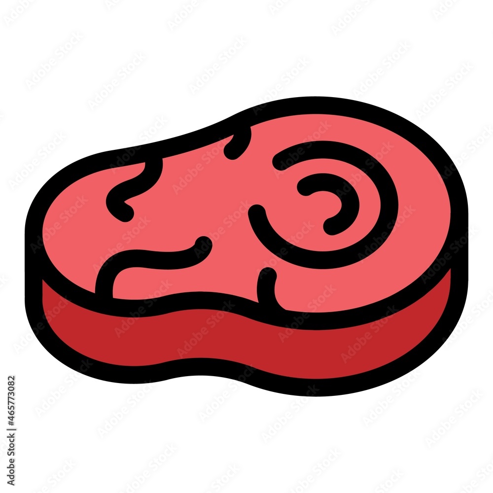 Raw steak icon. Outline raw steak vector icon color flat isolated Raw steak icon. Outline raw steak vector icon color flat isolated