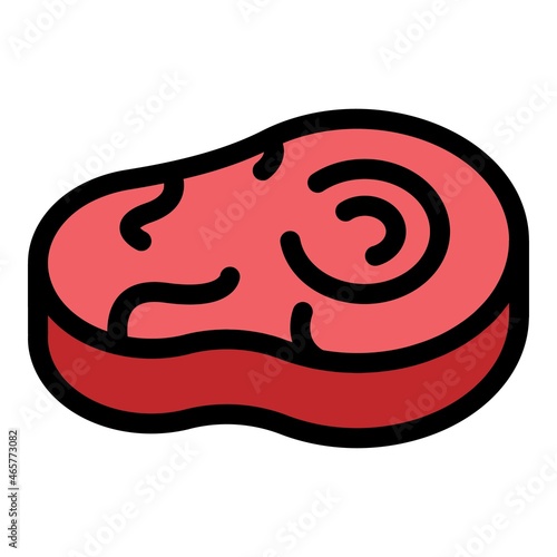 Raw steak icon. Outline raw steak vector icon color flat isolated