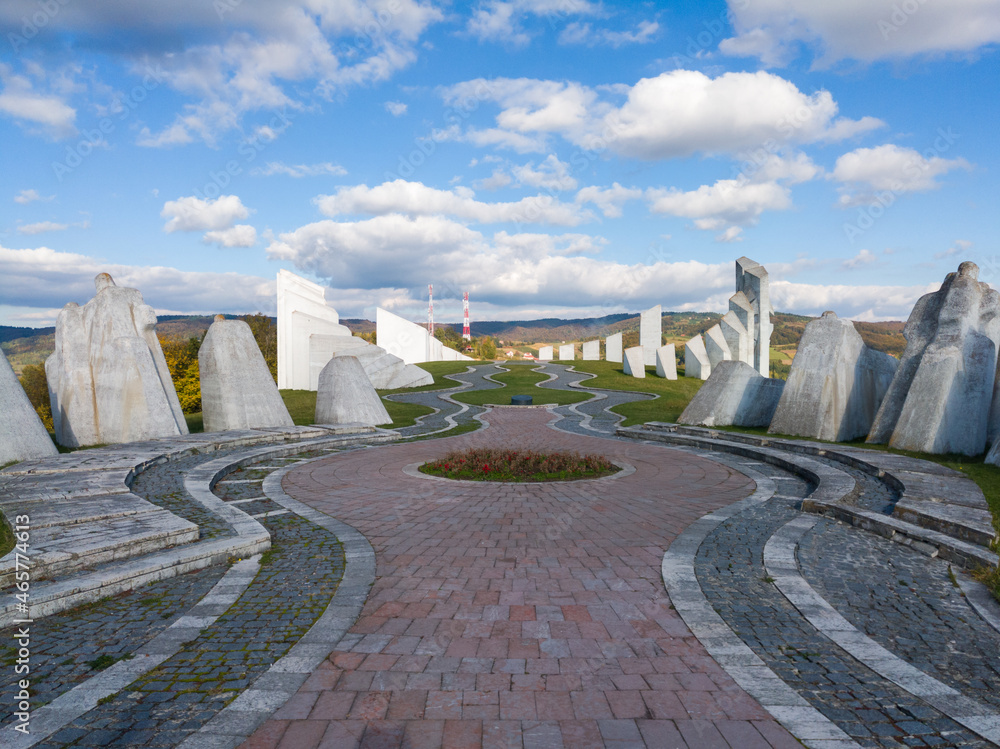 Kadinjača Memorial Complex in Serbia, in memory of fallen partisans who defended Užice in the Battle of Kadinjača during the Second World War