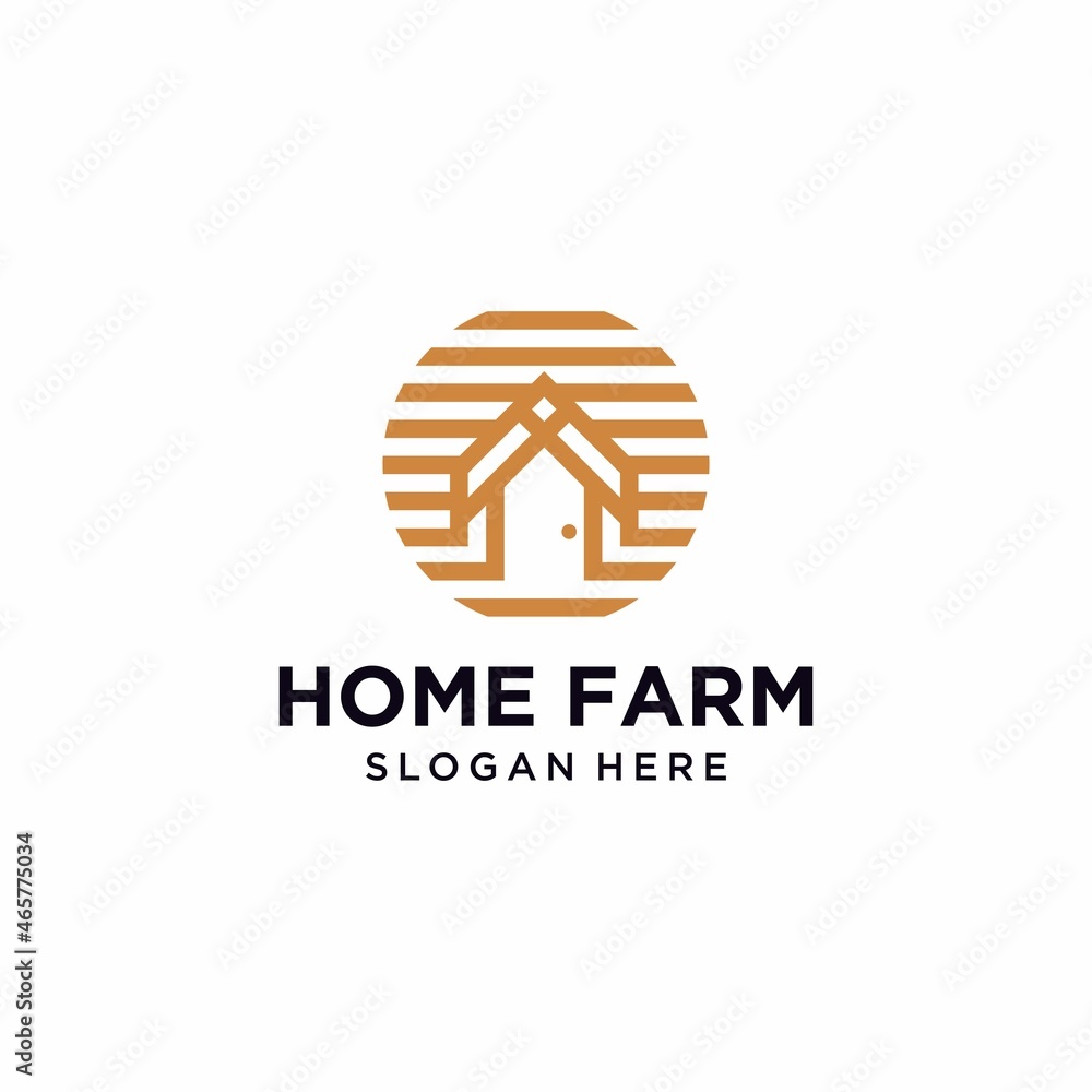 Farmhouse logo design template, fresh frame, green leaf farm, ecology, nature logo design vector icon Farmhouse logo design template, fresh frame, green leaf farm, ecology, nature logo design vector icon