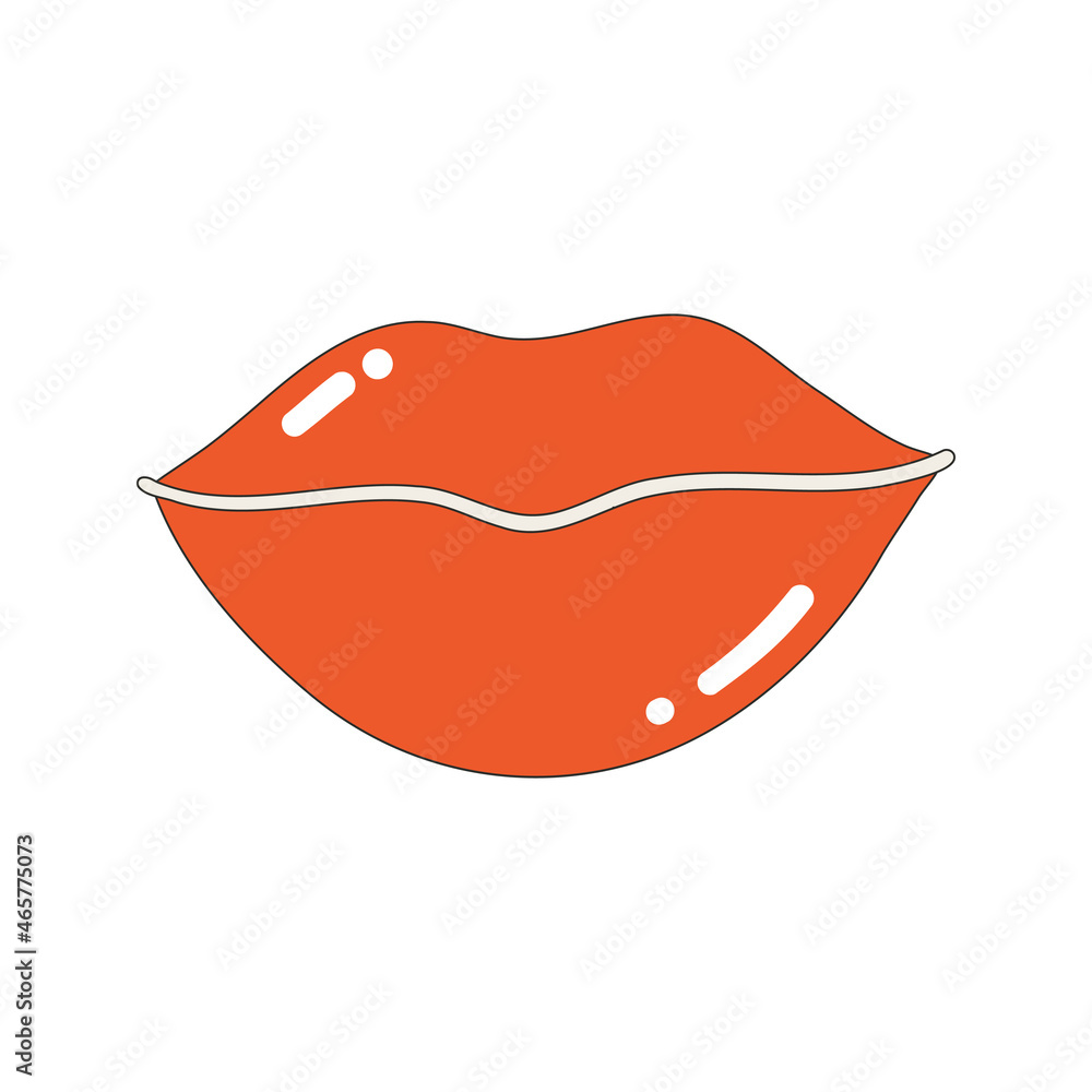 An icon of glamorous lips with glitter. Nostalgia for the 2000 years. Y2k style. Simple flat linear vector illustration isolated on a white background. An icon of glamorous lips with glitter. Nostalgia for the 2000 years. Y2k style. Simple flat linear vector illustration isolated on a white background.
